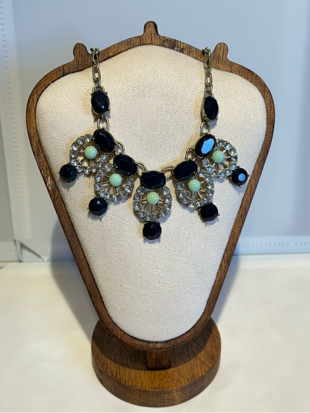 Statement Black and Mint Gem Necklace by J.Crew